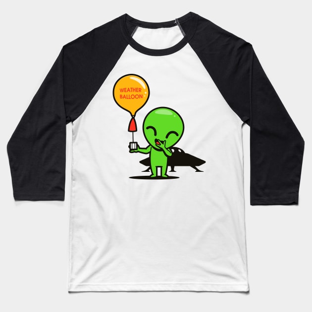 Funny Cute Kawaii Alien Weather Balloon E.T. Cartoon Baseball T-Shirt by BoggsNicolas